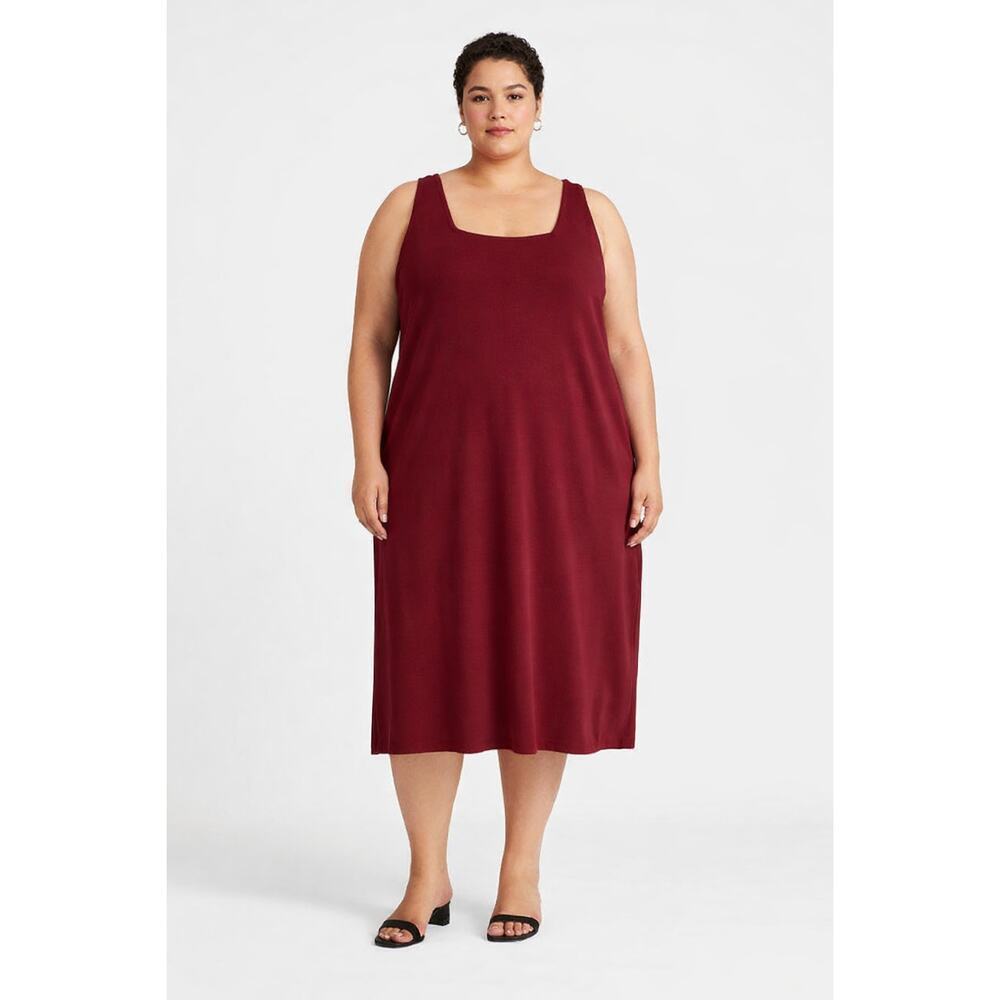 NWT Unviersal Standard Red Knit Square Neck Sleeveless Midi Dress 3XL 34-36